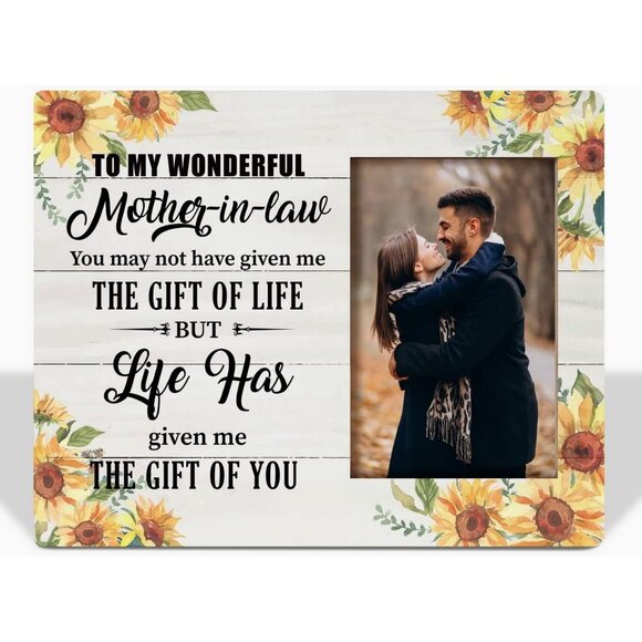 Mother-In-Law Gift Picture Frame 4x6 Photo Sunflower Design Hanging Tabletop - Picture 4 of 11